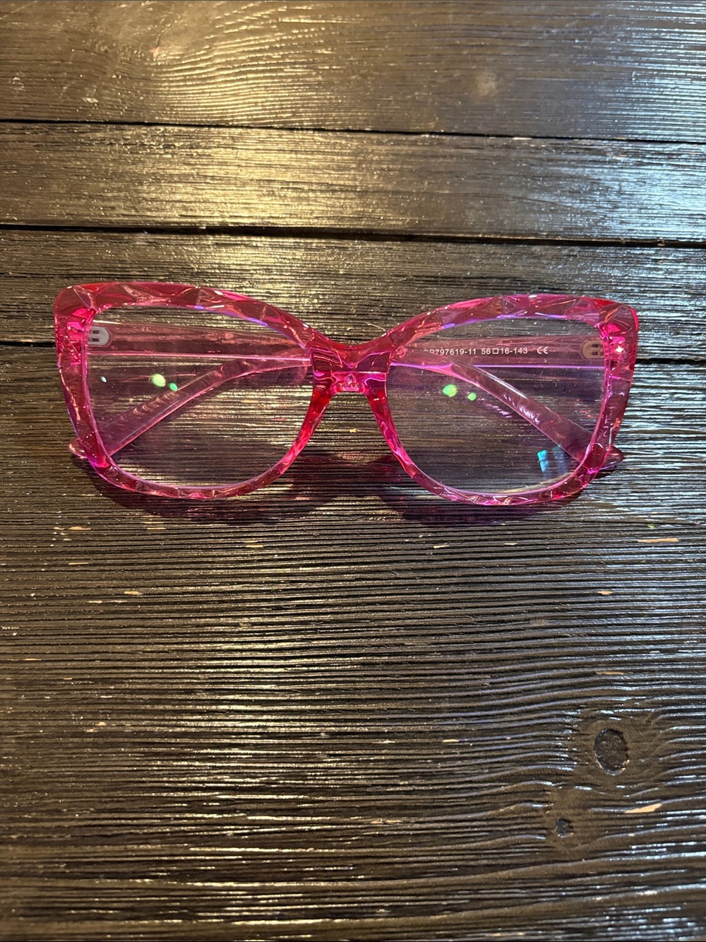 Vooglam Hot Pink Cat-Eye Readers with Crystal-Effect Frame